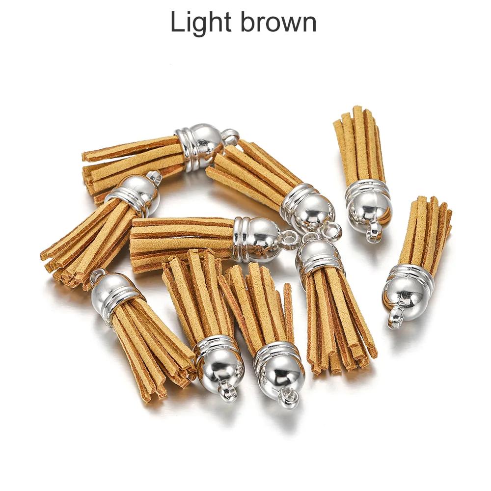 20 pendentifs en cuir vintage avec pompon de 38 mm.