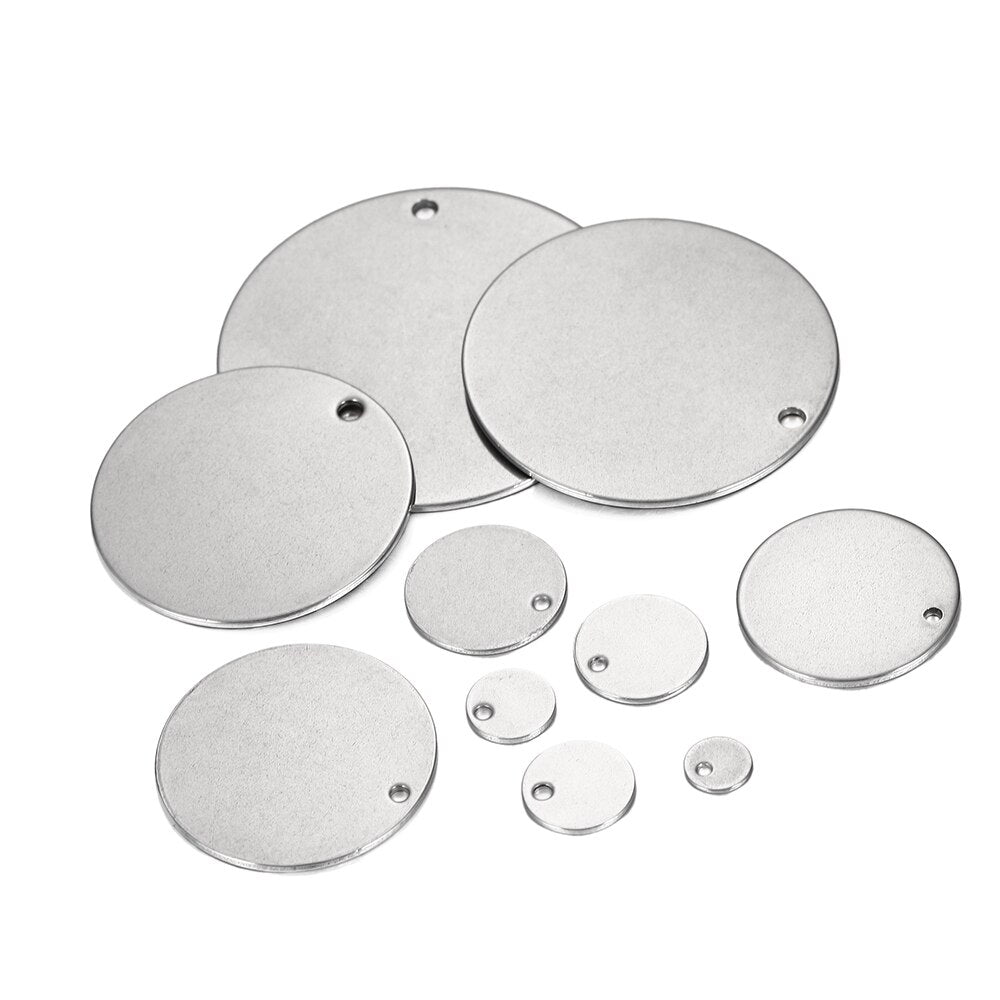 10-50pcs 6-30mm Stainless Steel Round One Hole Charms Pendants