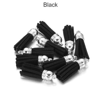 20 pendentifs en cuir vintage avec pompon de 38 mm.