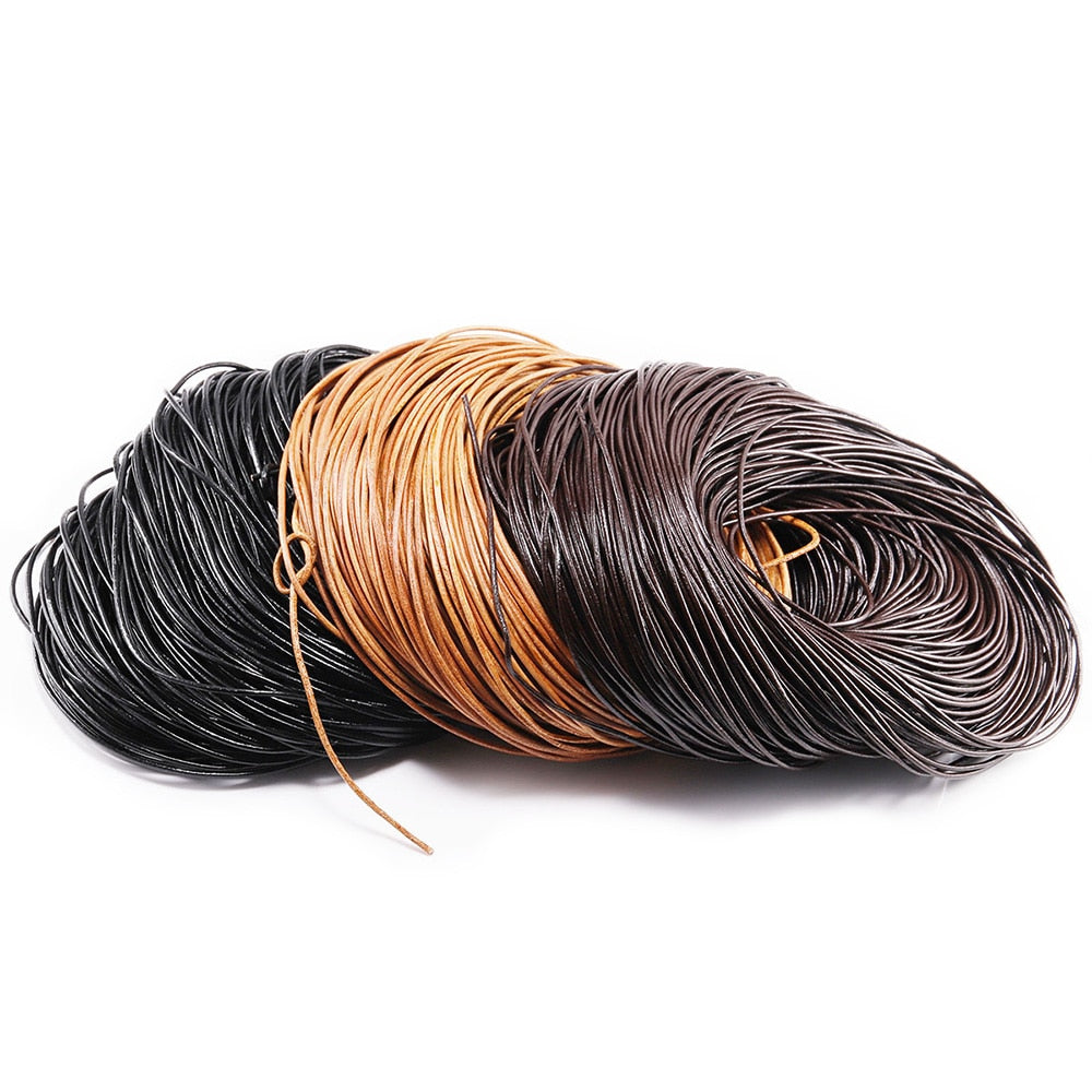 1.5 2 2.5 3 4 5 6mm Genuine Cow Leather Round Thong Cord, 2-5m lot