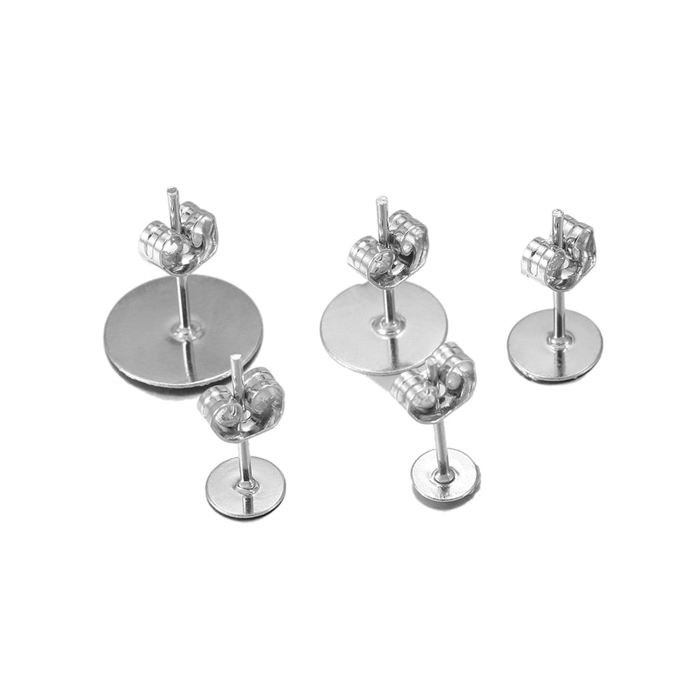 Base de goujons de boucle d'oreille vierge en métal de 4 à 10 mm, 100 pièces
