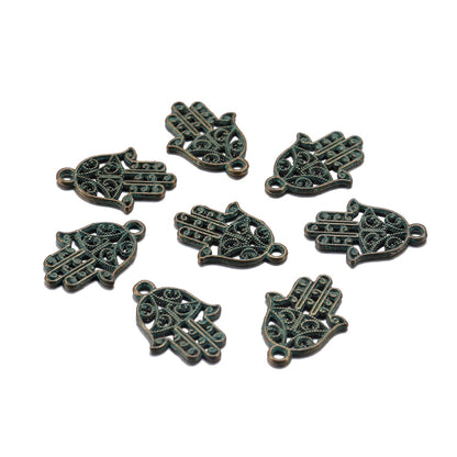 20 Stück 15 x 21 mm klassische antike Bronze-Hand-Charms-Anhänger