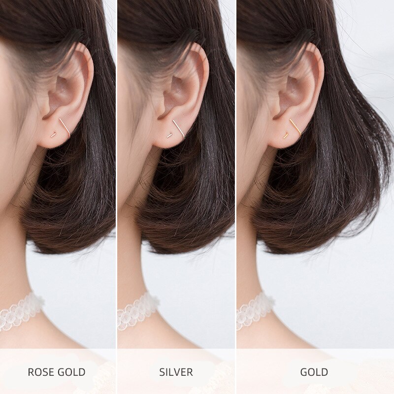 Boucle d'oreille à tige avec lignes géométriques