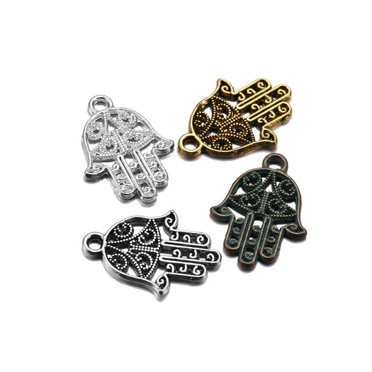 20 Stück 15 x 21 mm klassische antike Bronze-Hand-Charms-Anhänger