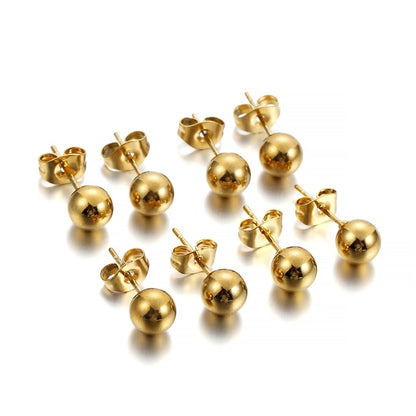 Clous de boucles d'oreilles boule ronde dorée avec bouchons, 20 pièces