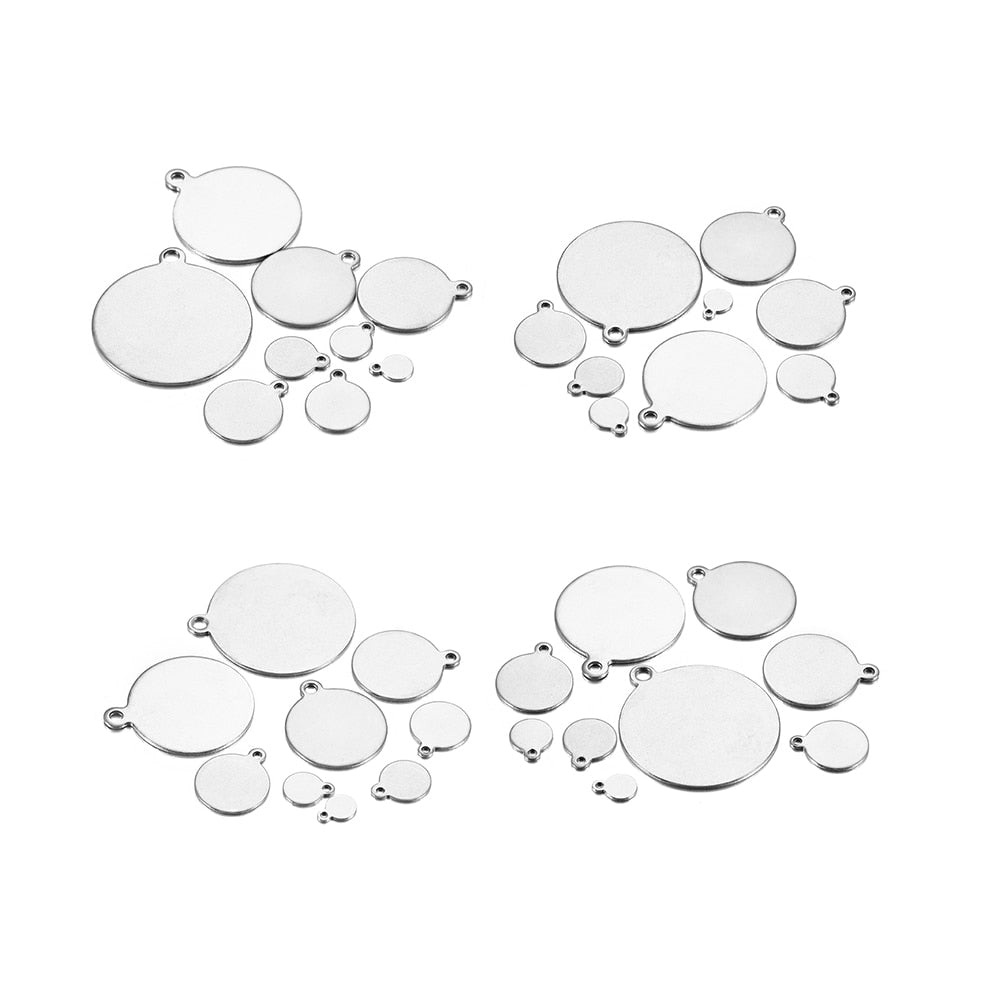 10-50pcs 6-30mm Stainless Steel Round Pendant Blanks