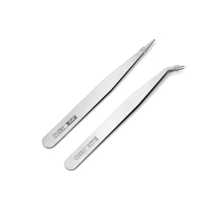 Pincettes antistatiques à Long nez courbé, 2 pièces, pour la couture de perles et de bijoux