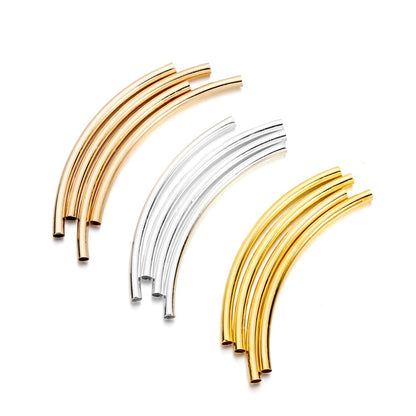 Stripe Copper Curve Tube Spacer Beads 25-30mm, 50-100pcs