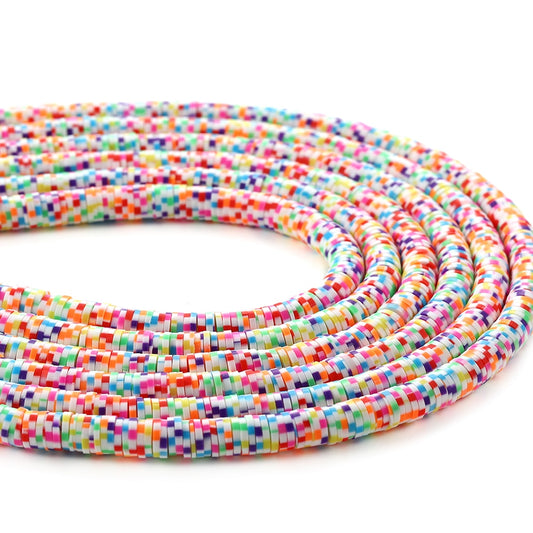 6-8mm Flat Round Polymer Clay Beads Mix