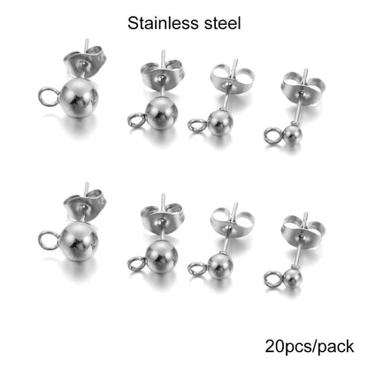 Épingles de base pour boucles d'oreilles à tige de 3 à 6 mm, 20 à 50 pièces