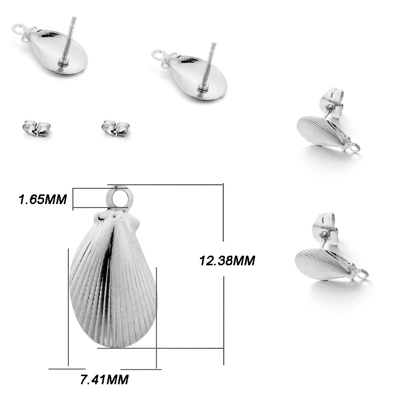 Base de clou de boucle d'oreille géométrique en acier inoxydable, 10 pièces
