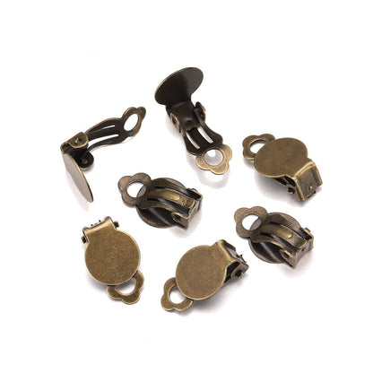 Base de clip d'oreille, boucles d'oreilles serties vierges 10 mm, 50 pcs