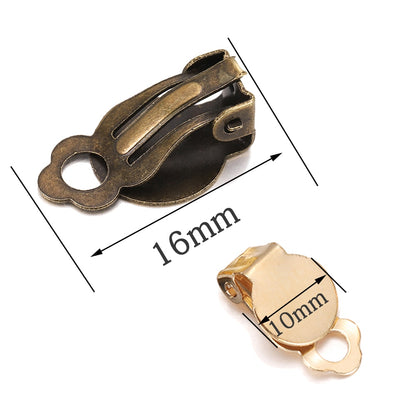 Base de clip d'oreille, boucles d'oreilles serties vierges 10 mm, 50 pcs