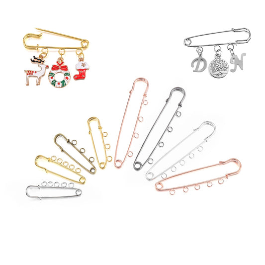 10pcs Safety Pins Brooch Blank Base, 50-90mm