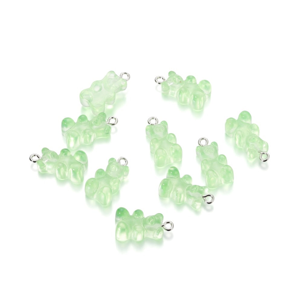 Candy Color Resin Mini Bear Charms, 10pcs