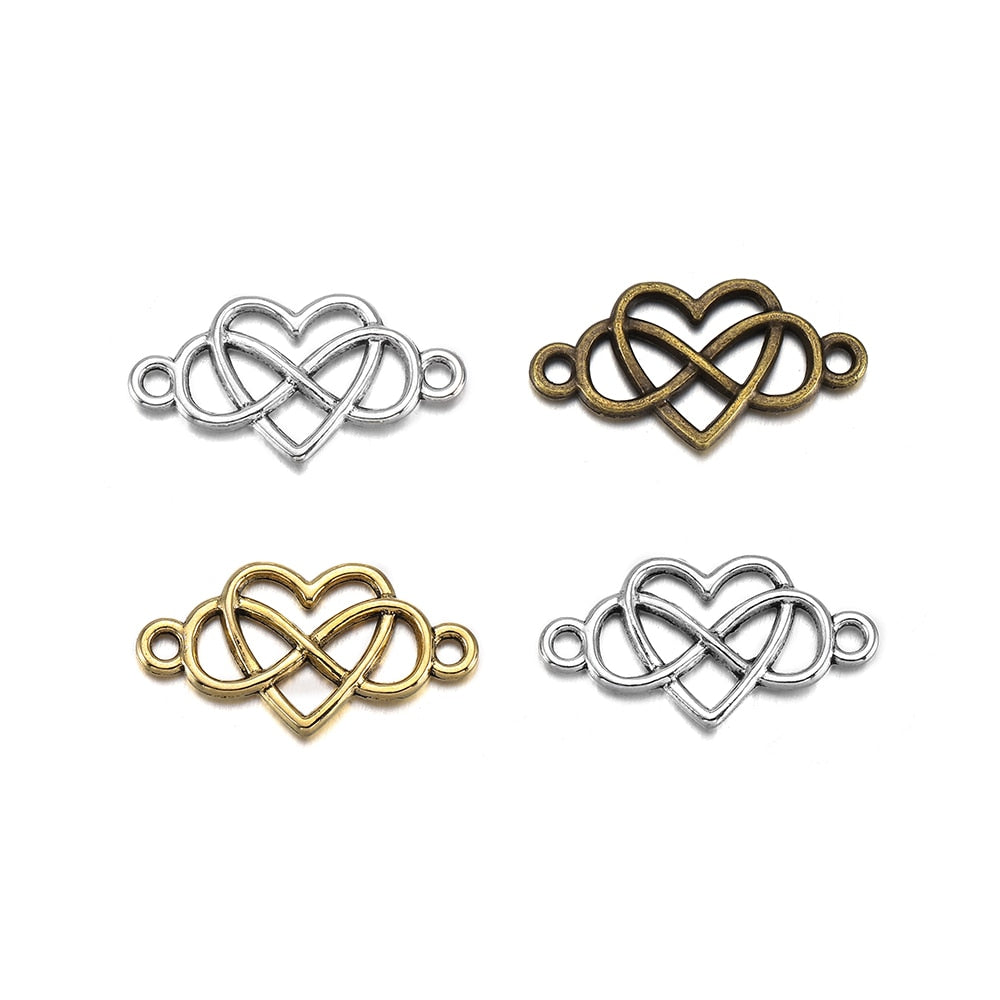 Breloques coeur infini amour pour toujours, 20 pièces