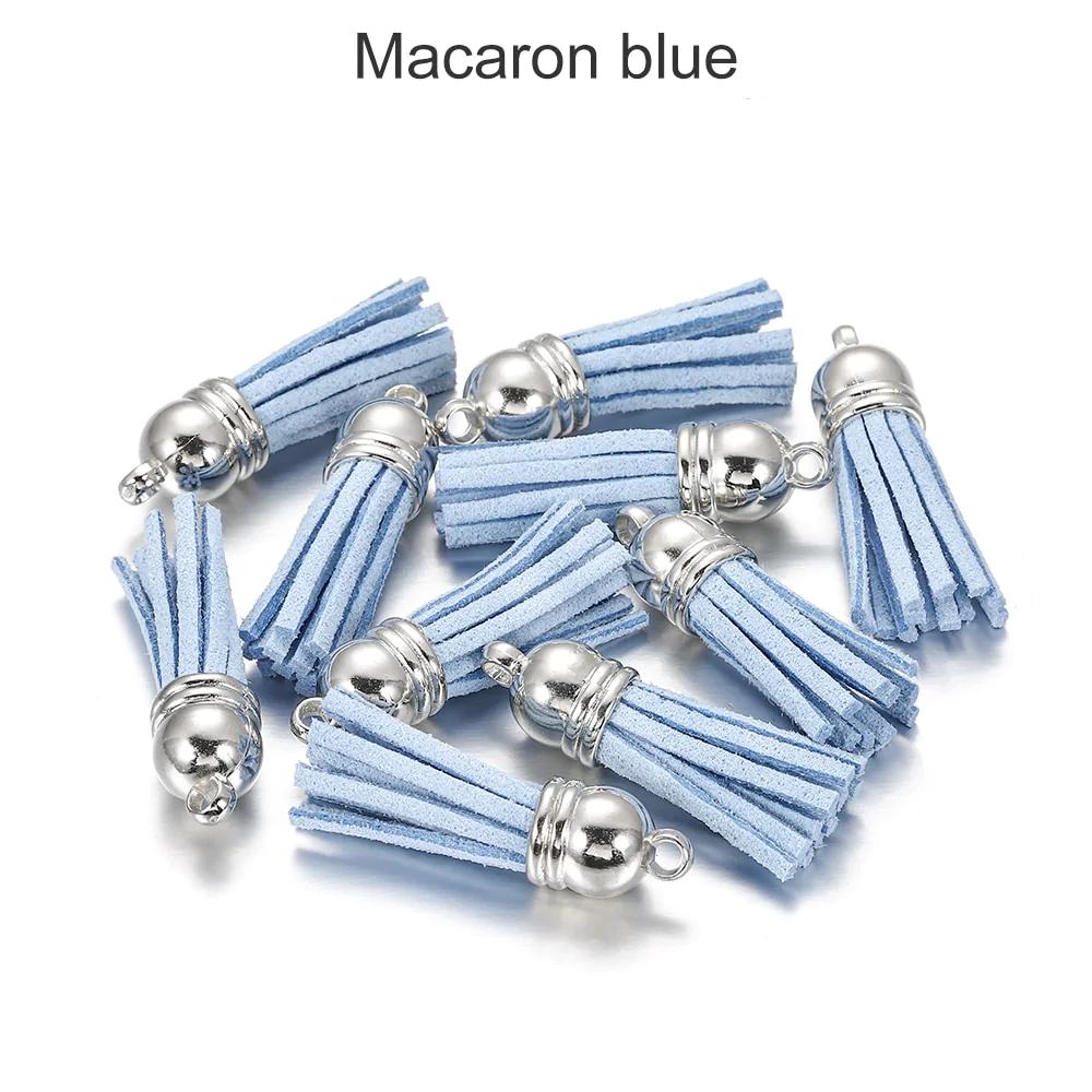 20 pendentifs en cuir vintage avec pompon de 38 mm.