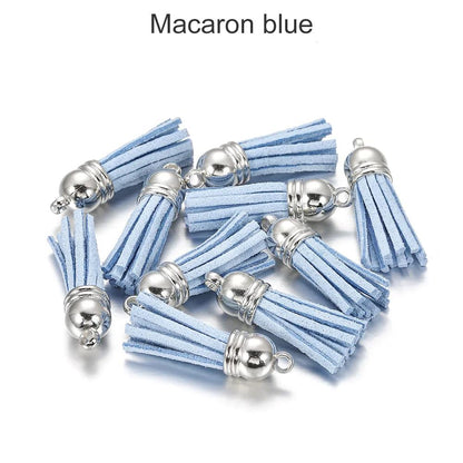 20 pendentifs en cuir vintage avec pompon de 38 mm.