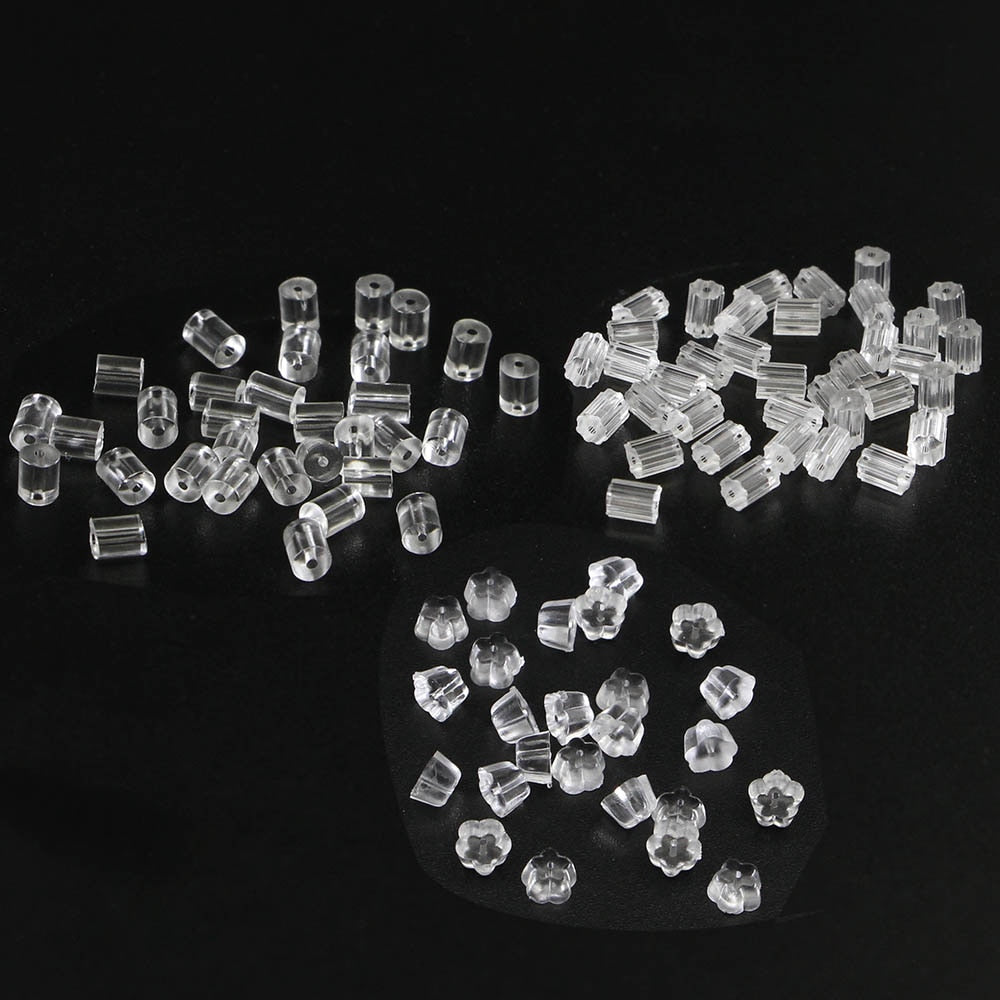 Fermoirs de boucles d'oreilles en caoutchouc de silicone, 200 pièces