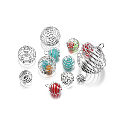 5–30 Stück 9–35 mm Metall-Spiralperlen-Käfig-Anhänger