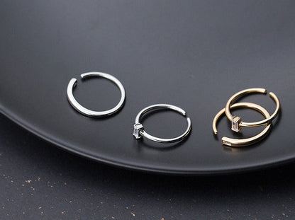 Glänzender Zirkon-Silberring im 2-Stil