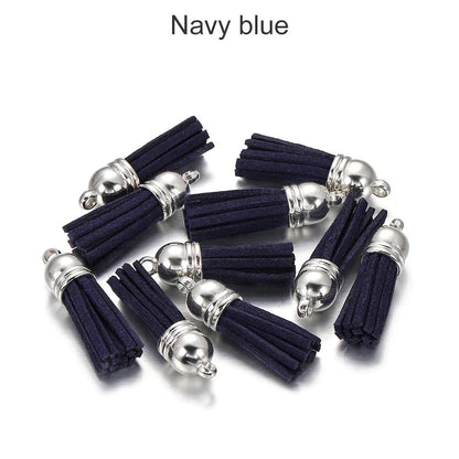 20 pendentifs en cuir vintage avec pompon de 38 mm.