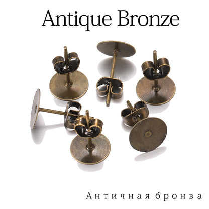 Base de goujons de boucle d'oreille vierge en métal de 4 à 10 mm, 100 pièces
