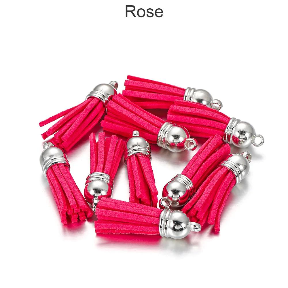 20 pendentifs en cuir vintage avec pompon de 38 mm.