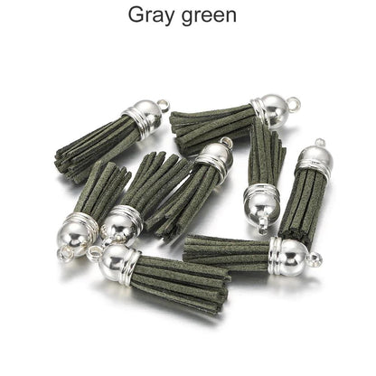 20 pendentifs en cuir vintage avec pompon de 38 mm.