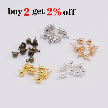 Épingles de base pour boucles d'oreilles à tige de 3 à 6 mm, 20 à 50 pièces