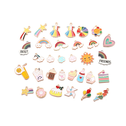 Cute Sun Keychain Cartoon Printing Connectors, 4Pcs