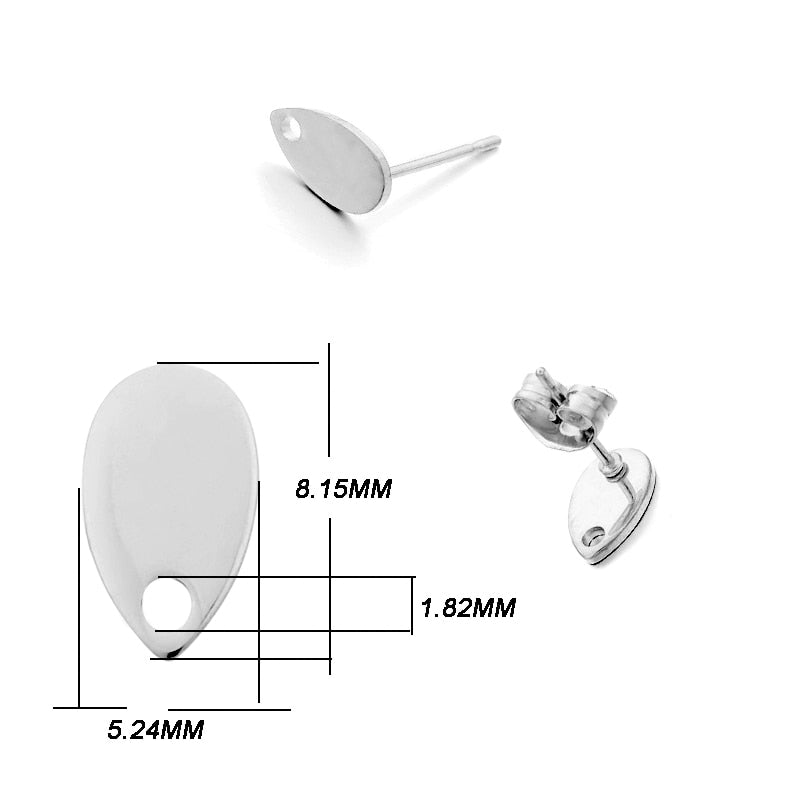 Base de clou de boucle d'oreille géométrique en acier inoxydable, 10 pièces