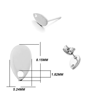 Base de clou de boucle d'oreille géométrique en acier inoxydable, 10 pièces