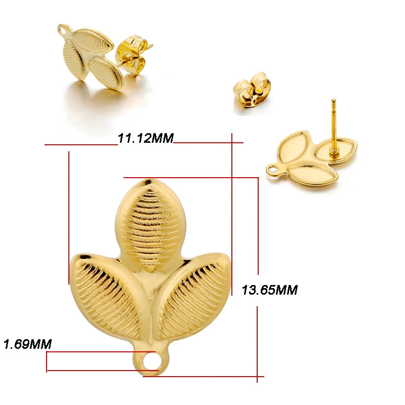 Base de clou de boucle d'oreille géométrique en acier inoxydable, 10 pièces