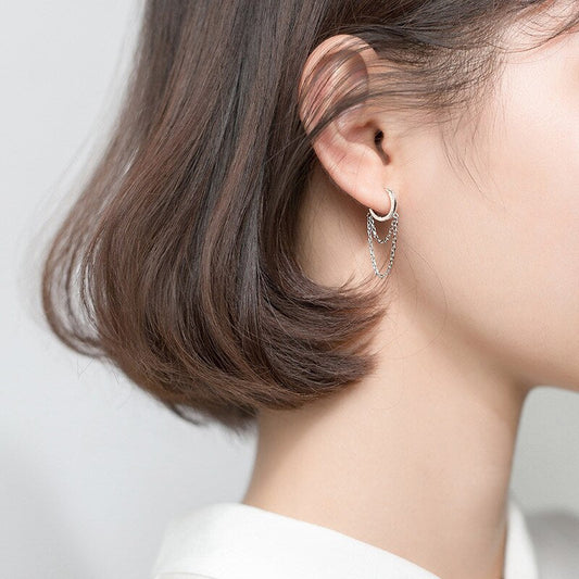 Doppellagiger Ketten-Creolen-Ohrring