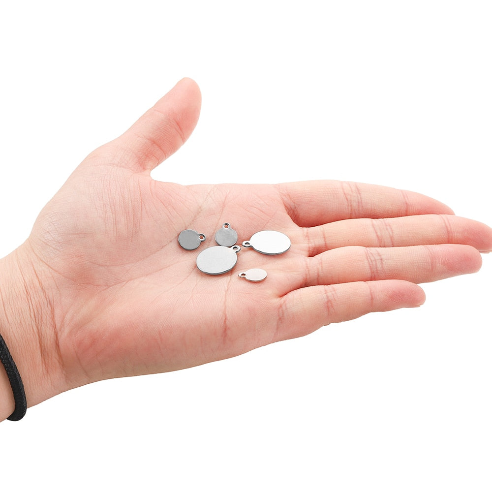 10-50pcs 6-30mm Stainless Steel Round Pendant Blanks