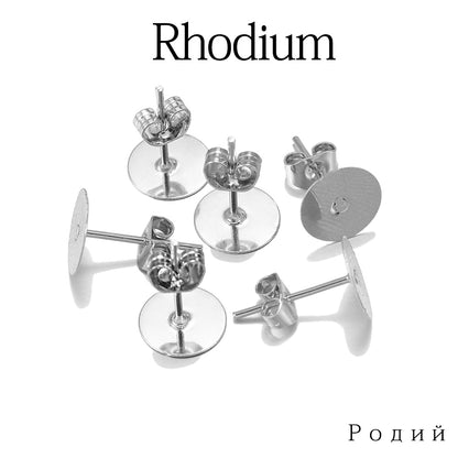 Base de goujons de boucle d'oreille vierge en métal de 4 à 10 mm, 100 pièces