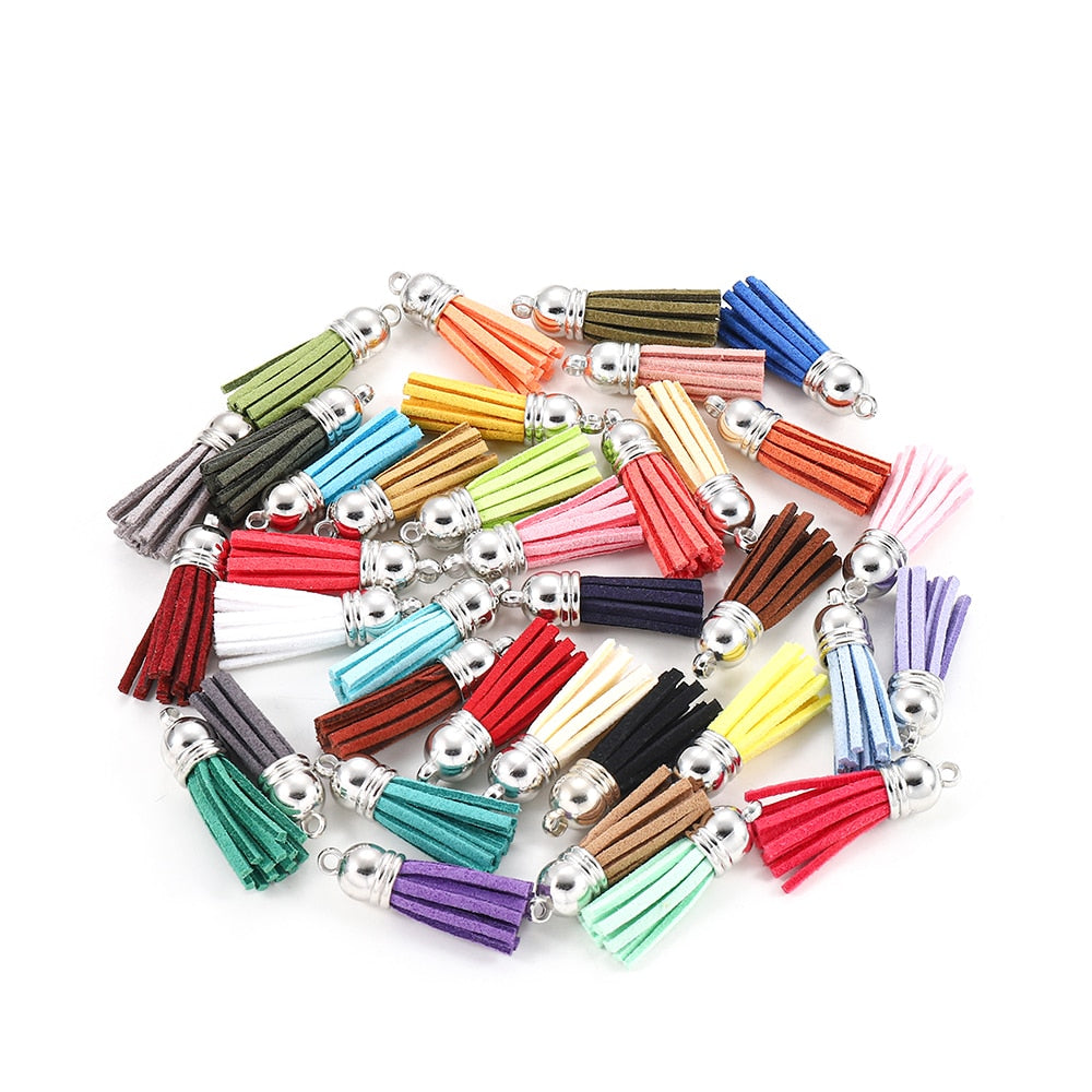 60pcs 38mm Tassel Vintage Leather Pendants