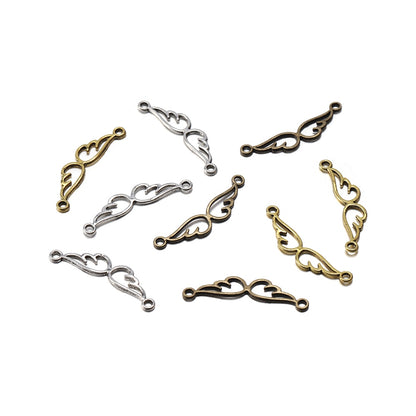 Connecteurs de breloques ailes d'ange antiques, 20 pièces
