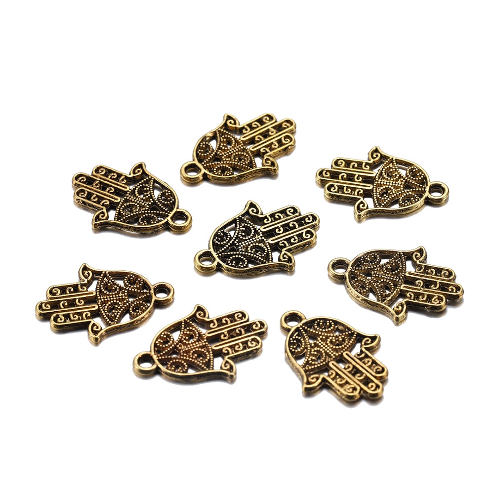 20 Stück 15 x 21 mm klassische antike Bronze-Hand-Charms-Anhänger