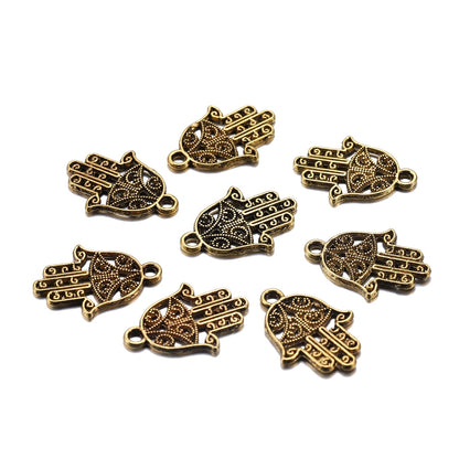 20 Stück 15 x 21 mm klassische antike Bronze-Hand-Charms-Anhänger