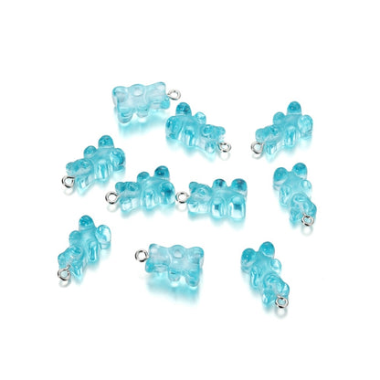 Candy Color Resin Mini Bear Charms, 10pcs