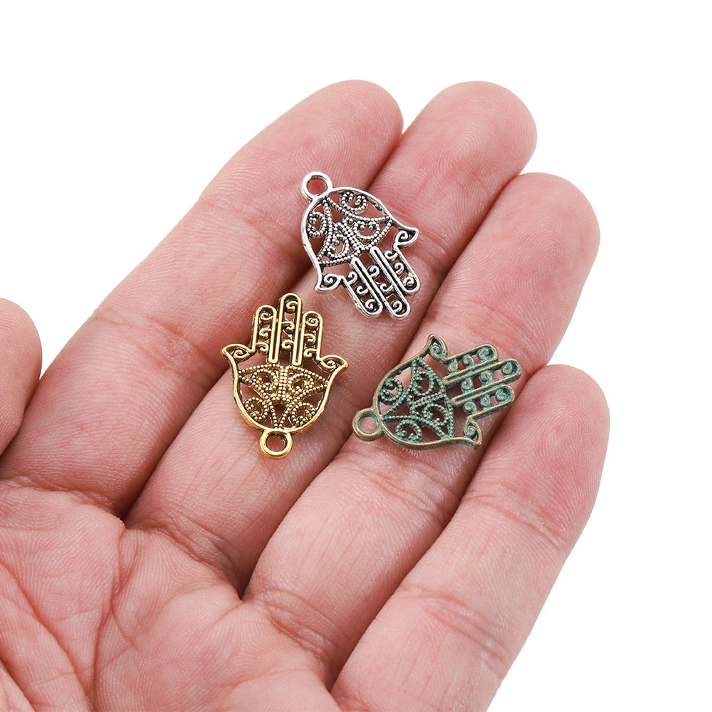 20 Stück 15 x 21 mm klassische antike Bronze-Hand-Charms-Anhänger