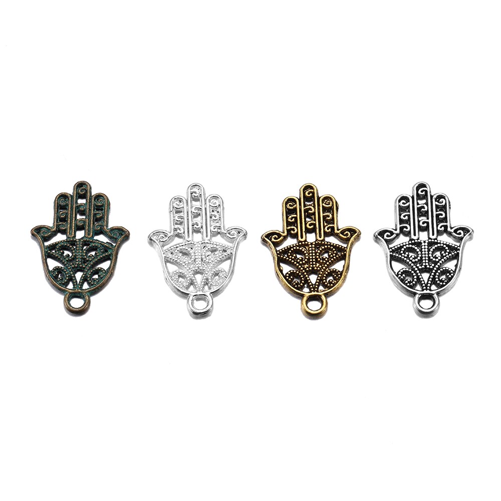 20 Stück 15 x 21 mm klassische antike Bronze-Hand-Charms-Anhänger