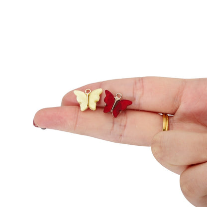 Pendentif papillon en résine colorée, 10 pièces