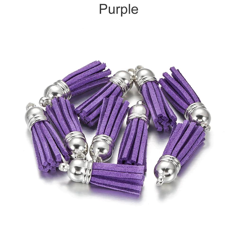 20 pendentifs en cuir vintage avec pompon de 38 mm.