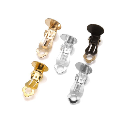 Base de clip d'oreille, boucles d'oreilles serties vierges 10 mm, 50 pcs