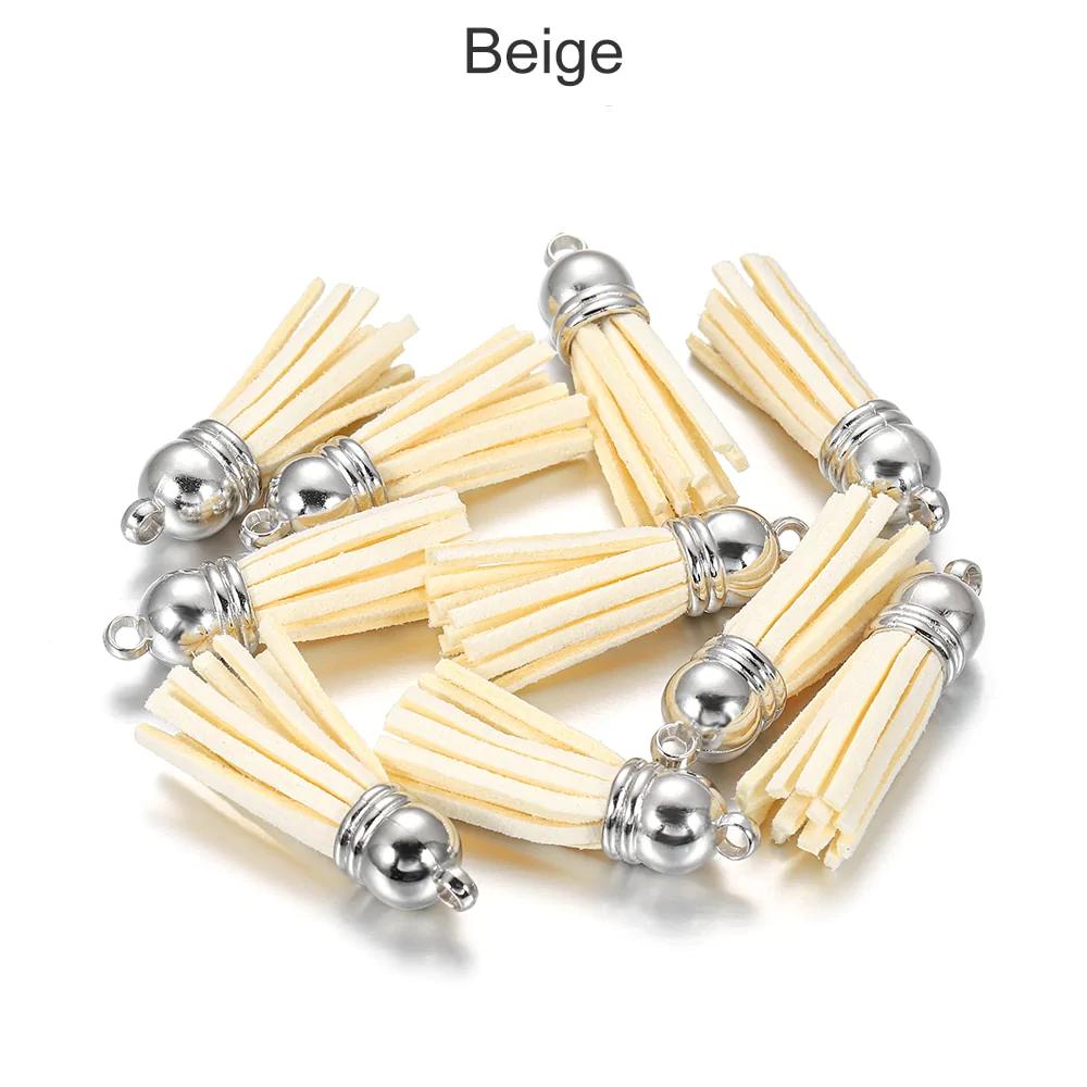 20 pendentifs en cuir vintage avec pompon de 38 mm.