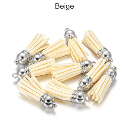 20 pendentifs en cuir vintage avec pompon de 38 mm.
