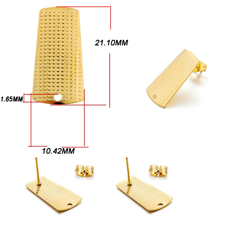 Base de clou de boucle d'oreille géométrique en acier inoxydable, 10 pièces